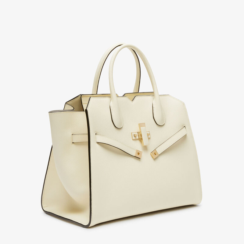 Milano Two Handles Medium Bag - Pergamena White - Millepunte Soft calf leather - Valextra - 7