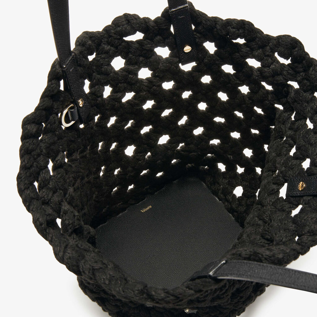Sportami Via Shopping Bag - Black - Tessuto Intrecciato/Vitello VS - Valextra - 5