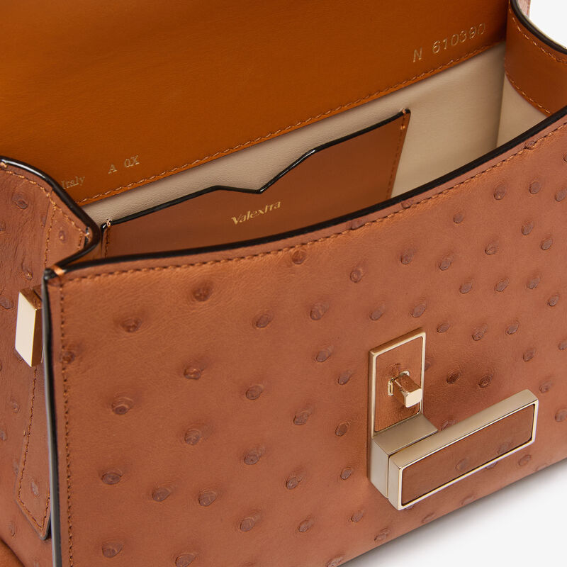 Iside Ostrich Crossbody Micro Bag - Gold Brown - Exotic - Valextra - 2