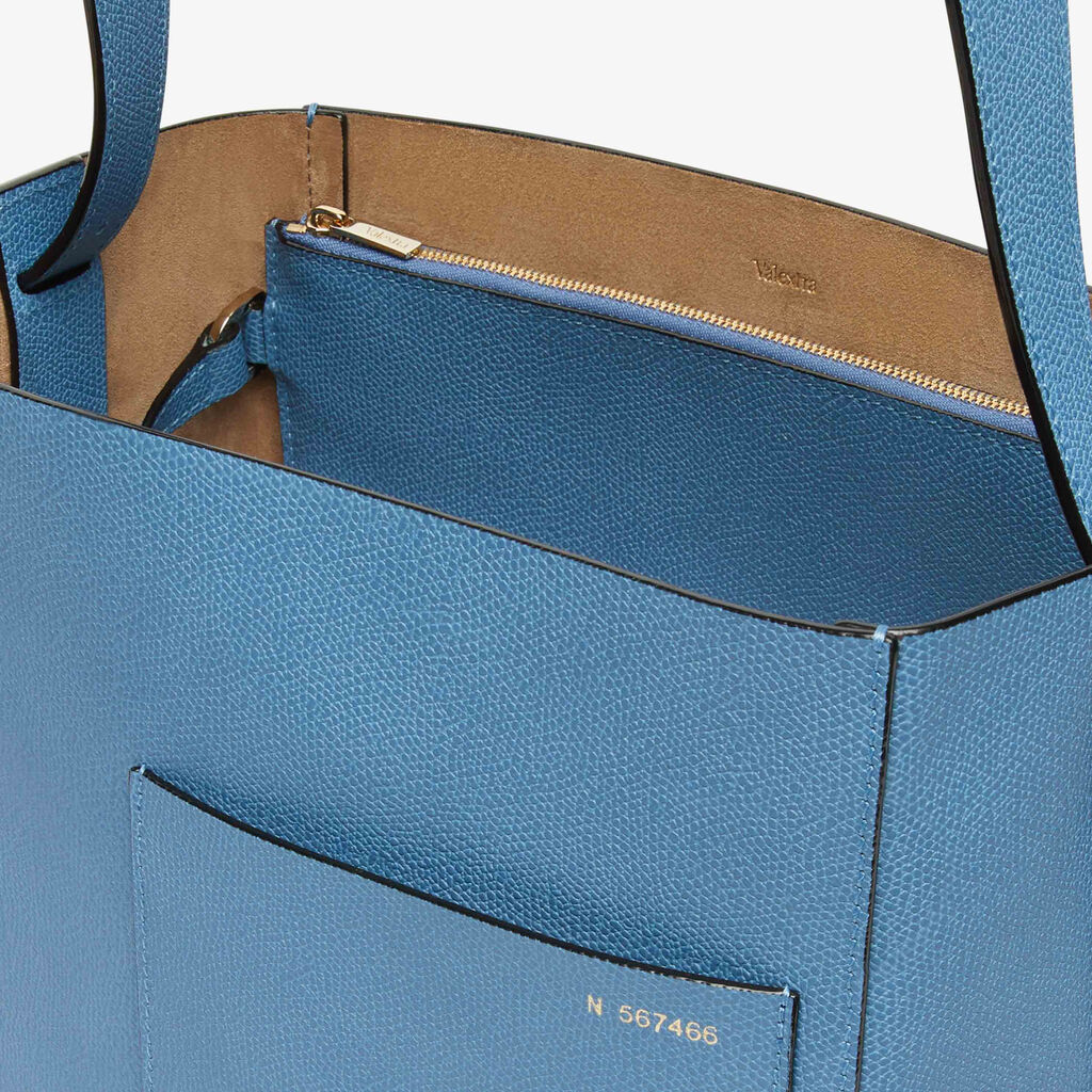 Borsa a Secchiello Soft Media - Blu Nebula - Vitello VS - Valextra - 5