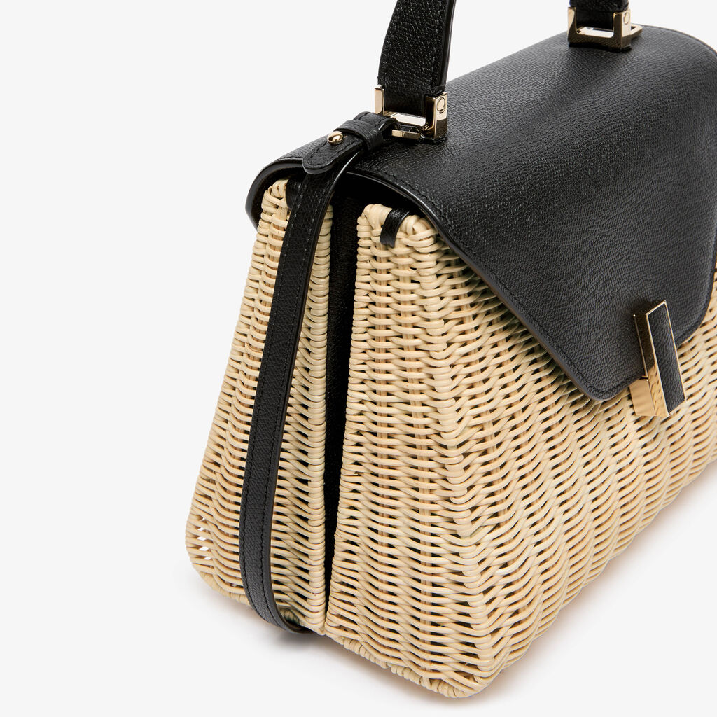 Iside Wicker Top Handle Medium Bag - Beige/Black - Midollino/Vitello VS - Valextra - 5