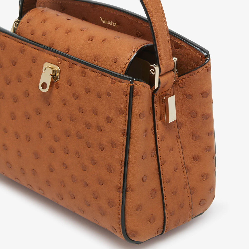 Brera Ostrich Crossbody Micro Bag - Gold Brown - Struzzo - Valextra - 3