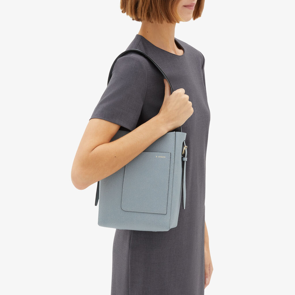 Soft Bucket Mini Bag - Niagara Blue - Vitello VS - Valextra - 2