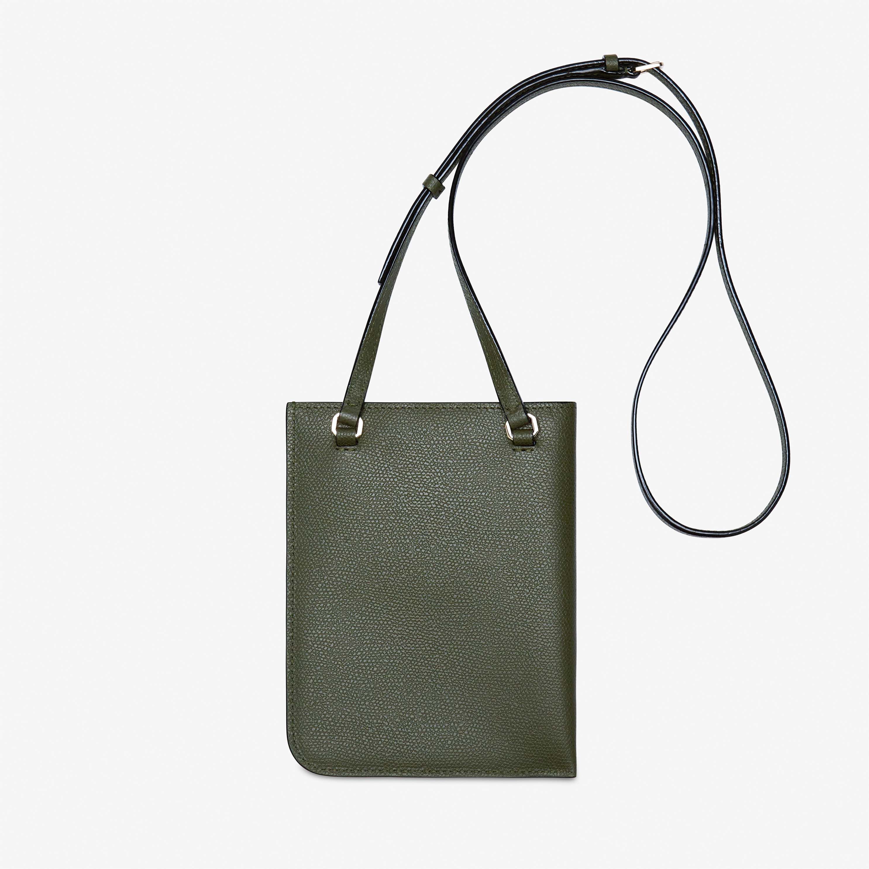 Portadocumenti a tracolla in Pelle Verde Militare Valextra Soft