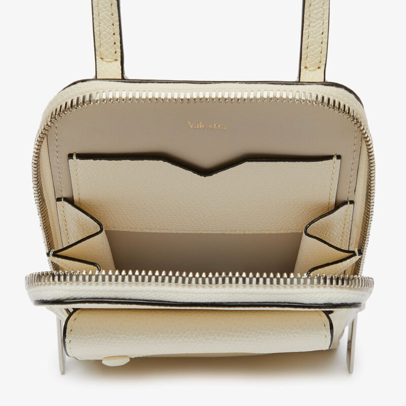 Crossbody Phone case - Pergamena White - Millepunte calf leather - Valextra - 2