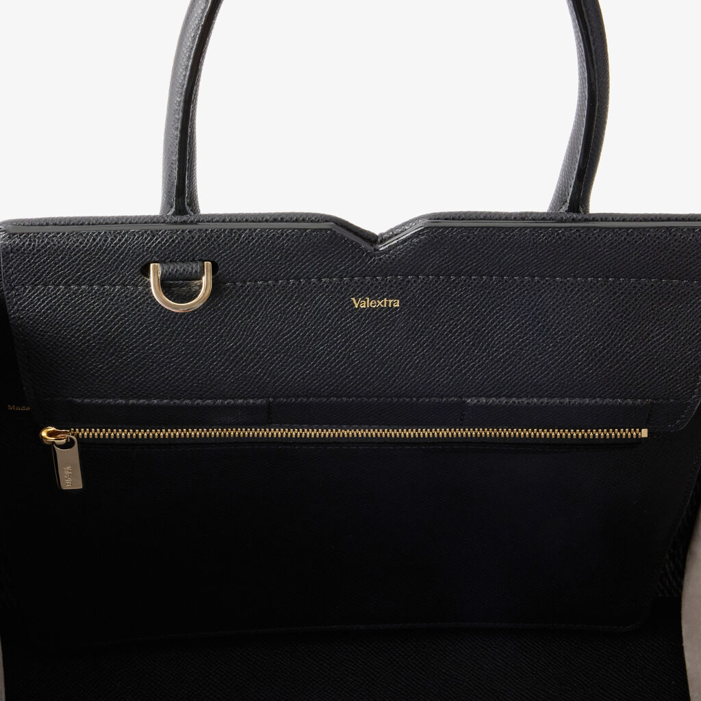 Milano Sunset Pibiones Two Handles Medium Bag - Black/Niagara Blue/Grey - Pibiones  wool Fabric and Millepunte leather - Valextra - 4