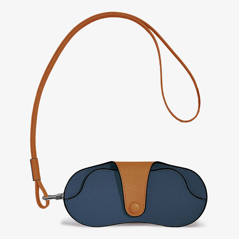 2 COLORS GLASSES HOLDER COLOR-BLOCK WITH STRAP CALF LEATHER VS PALLADIUM,BZAMH,gallery