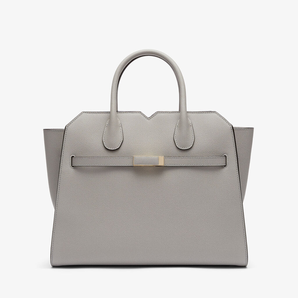 Valextra Borsa a due manici Donna di Lusso in Pelle Grigia chiara | Valextra