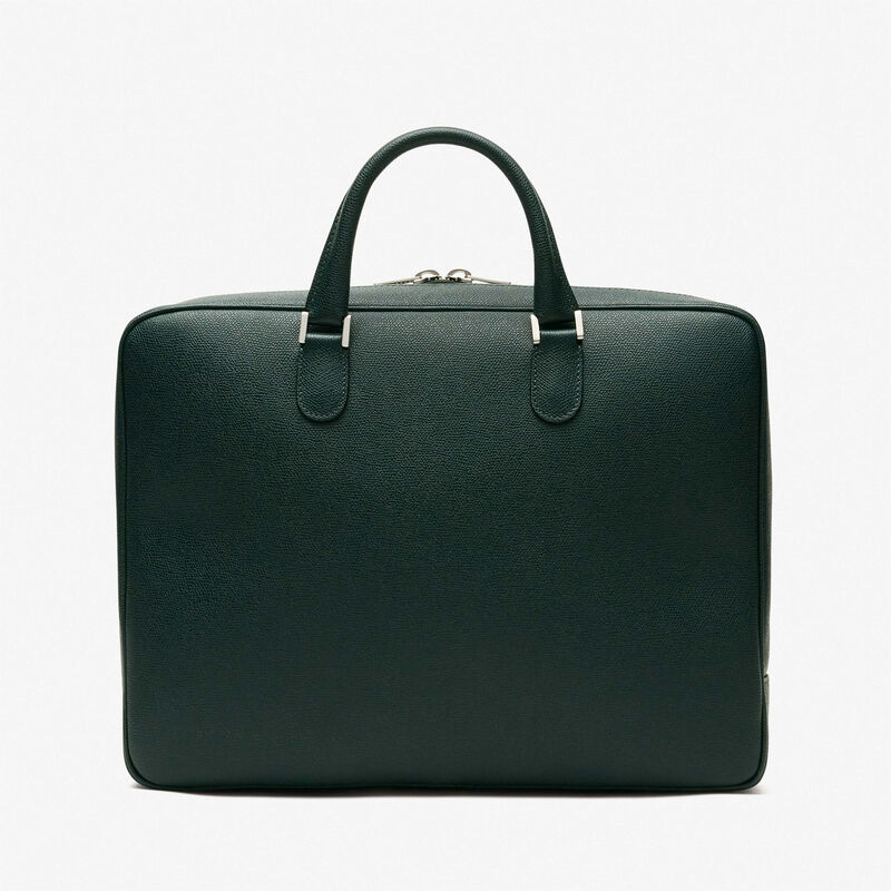 Avietta Briefcase with Zip 24h - Valextra Green - Millepunte calf leather - Valextra - 5