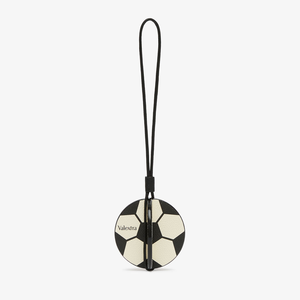 Valextra Charm palla da calcio da Donna in Pelle Bianca e Nera | Valextra