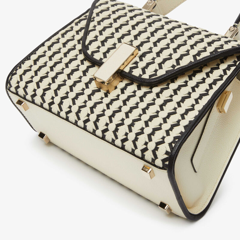 Iside Lace Crossbody Micro Bag - Pergamena White/Black - Millepunte calf leather - Valextra - 5