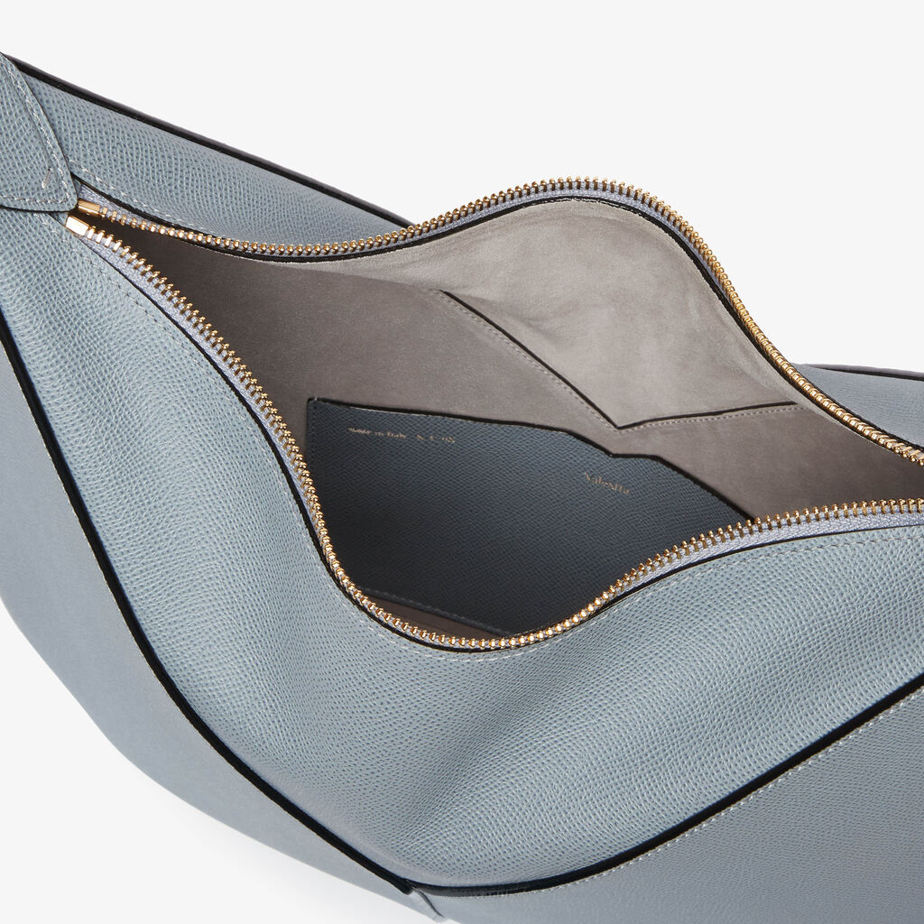 Vivi Hobo Mini Bag - Niagara Blue - Vitello Millepunte Soft - Valextra - 3