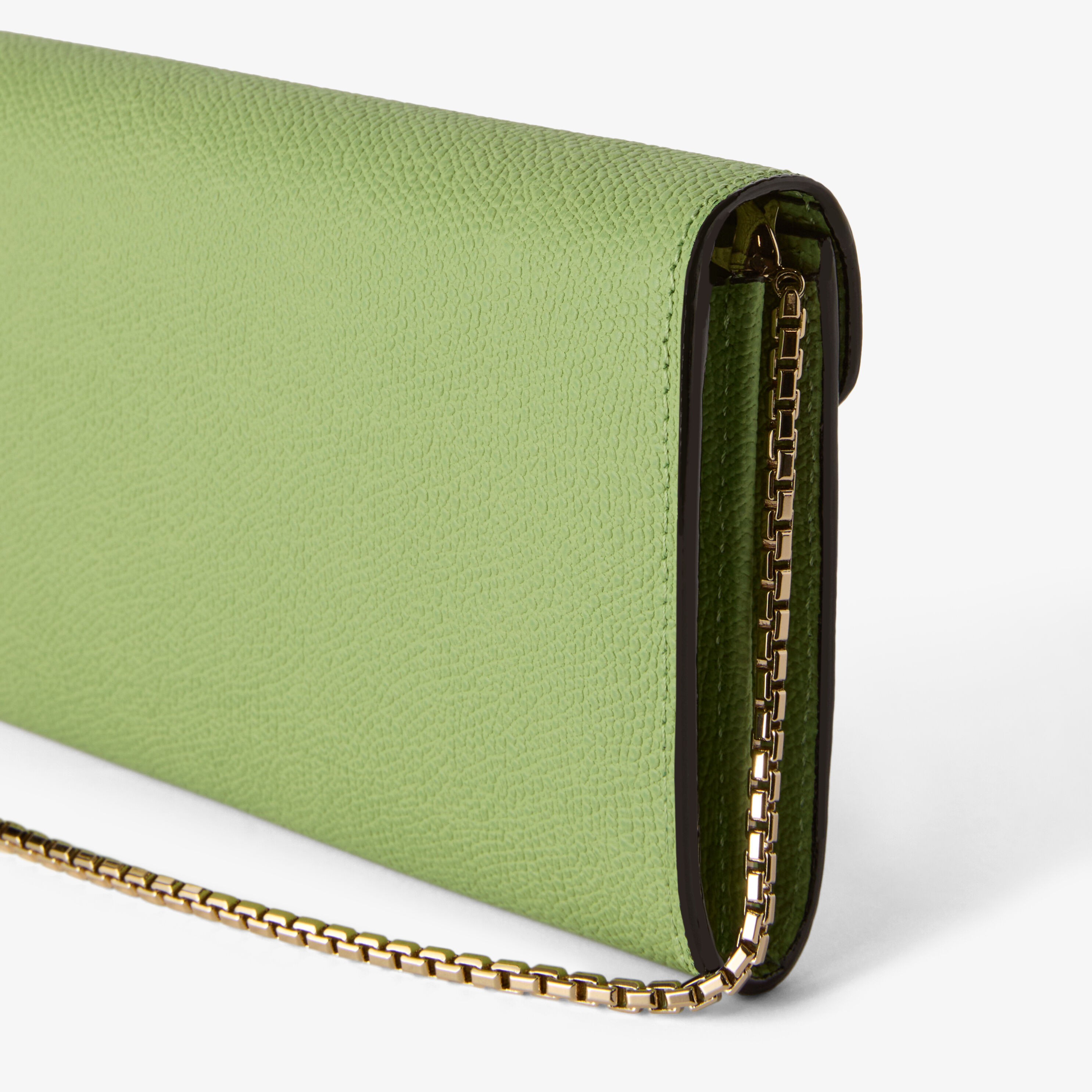 Aloe Green Leather Luxury Purse with Chain | Valextra Iside