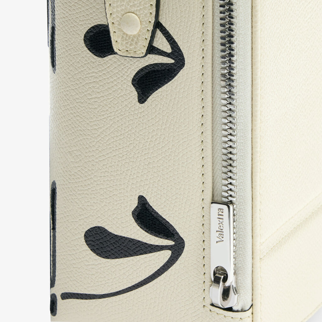 Tric Trac Flowers Bag - Pergamena White/Black - Vitello VS-Stampa+Ricamo Daisy - Valextra - 6