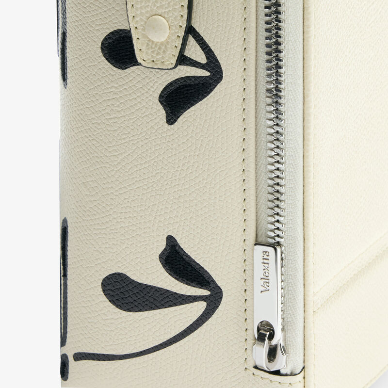 Tric Trac Flowers Bag - Pergamena White/Black - Vitello VS-Stampa+Ricamo Daisy - Valextra - 6