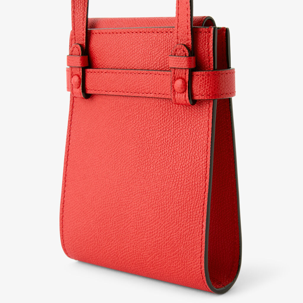 Brera B-Tracollina Slim Crossbody Micro Bag - Crimson Red - Vitello VS - Valextra - 4