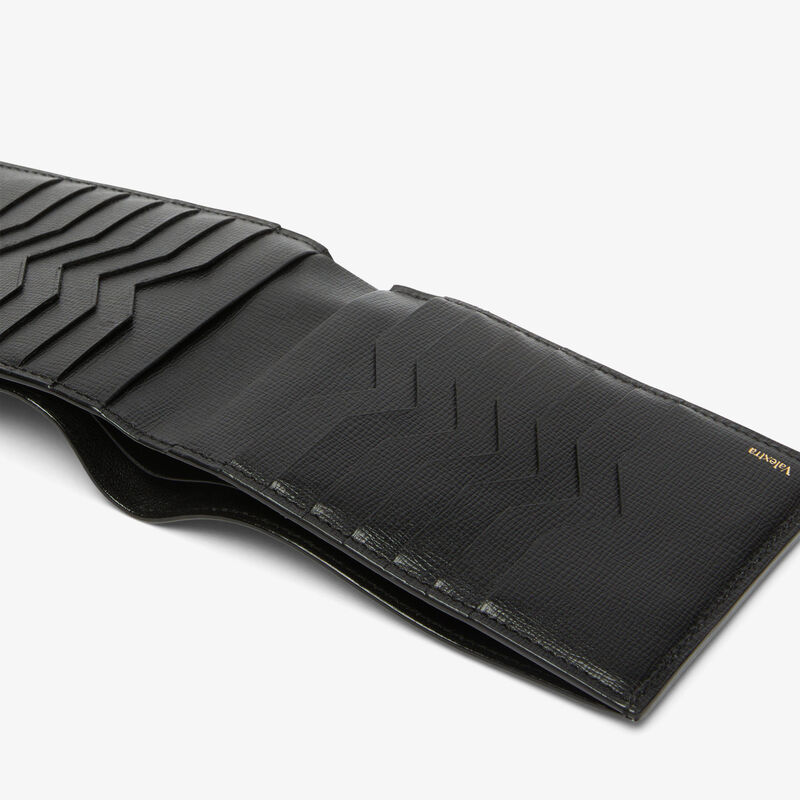 Bifold 14cc Wallet - Black - Pavè calf leather - Valextra - 2
