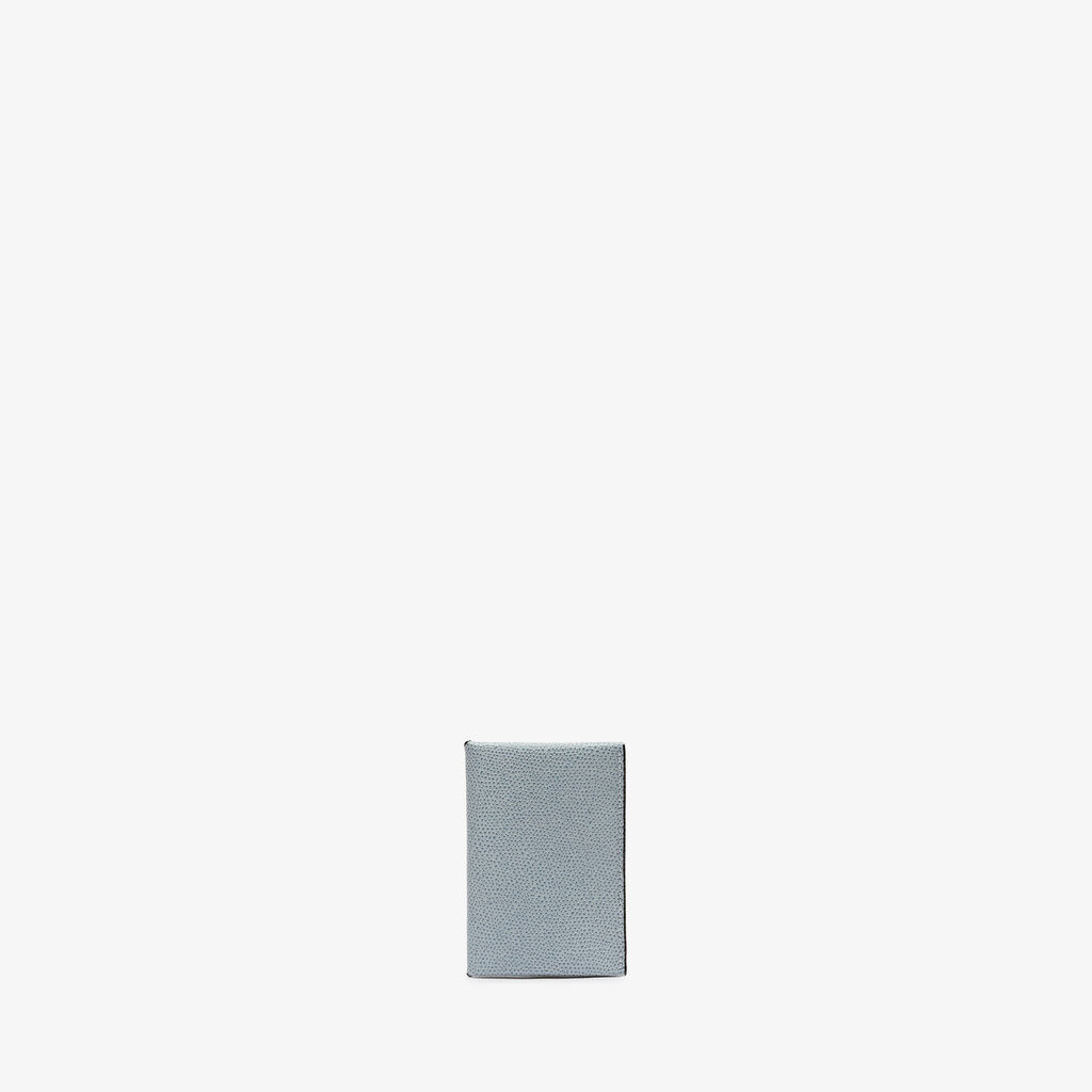 Card Case with Button - Niagara Blue/Black - Vitello VS - Valextra - 1