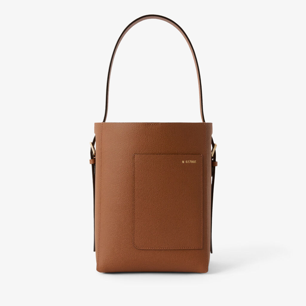 Soft Bucket Mini Bag - Chocolate Brown - Vitello VS - Valextra - 1