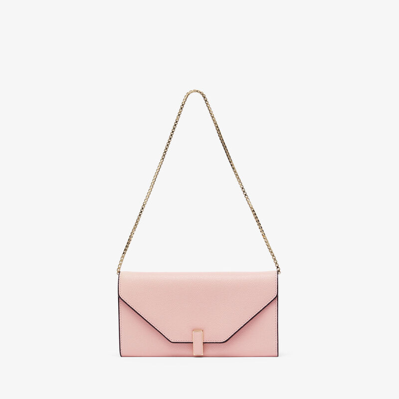 Iside continental purse with chain - Peony Pink - Millepunte calf leather - Valextra - 1