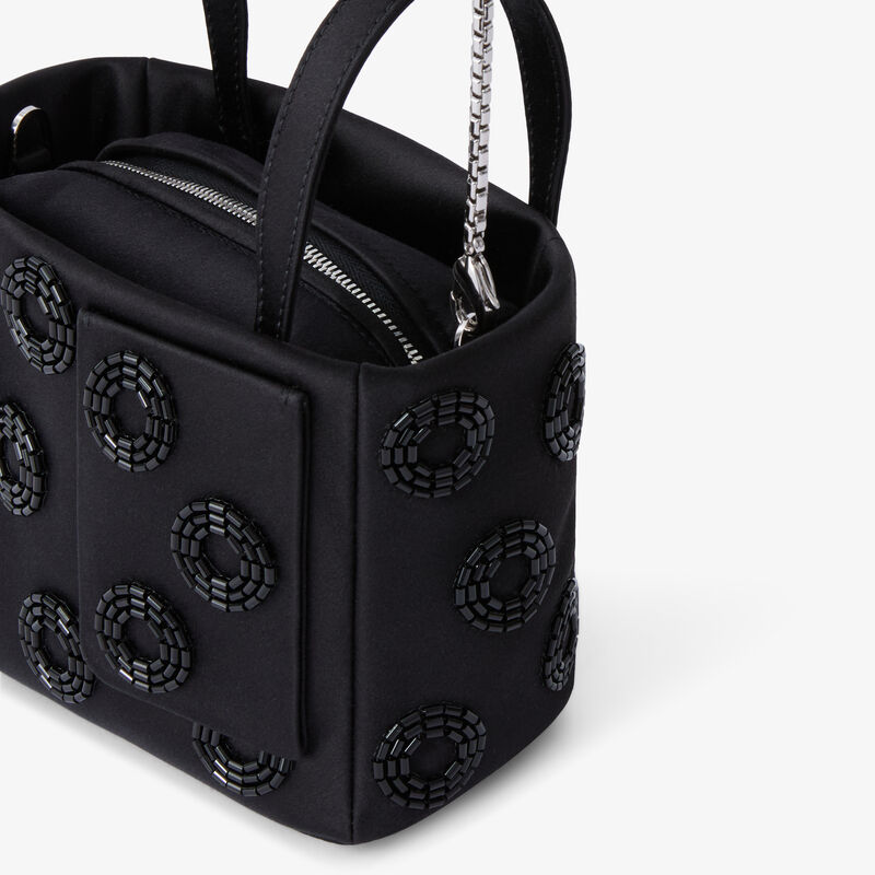 Soft Fizz Bucket Nano Bag - Black - Raso ricamo Girelle - Valextra - 3