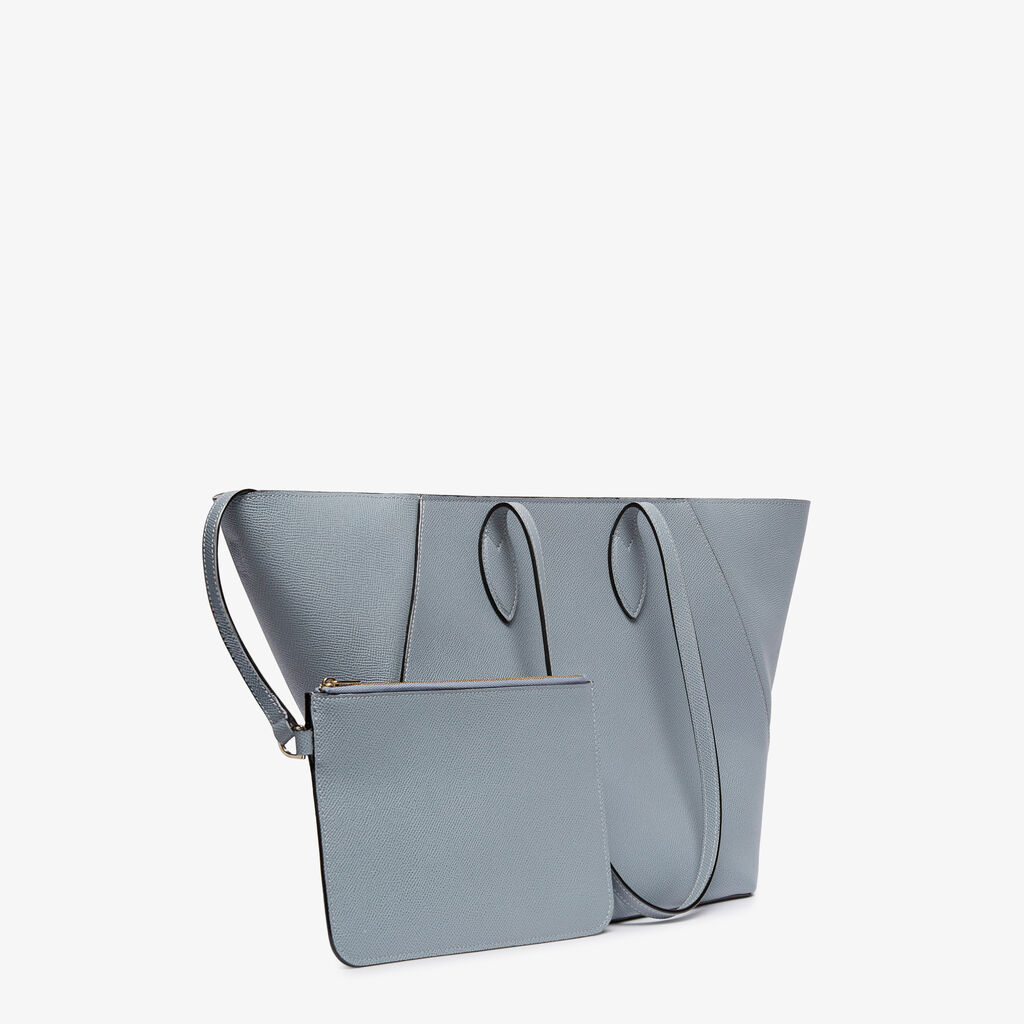 Vivi Shopping Medium Bag - Niagara Blue - Vitello Millepunte Soft - Valextra - 5