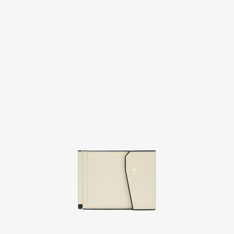 Grip 6cc wallet with botton - Pergamena White - Millepunte calf leather - Valextra - 1