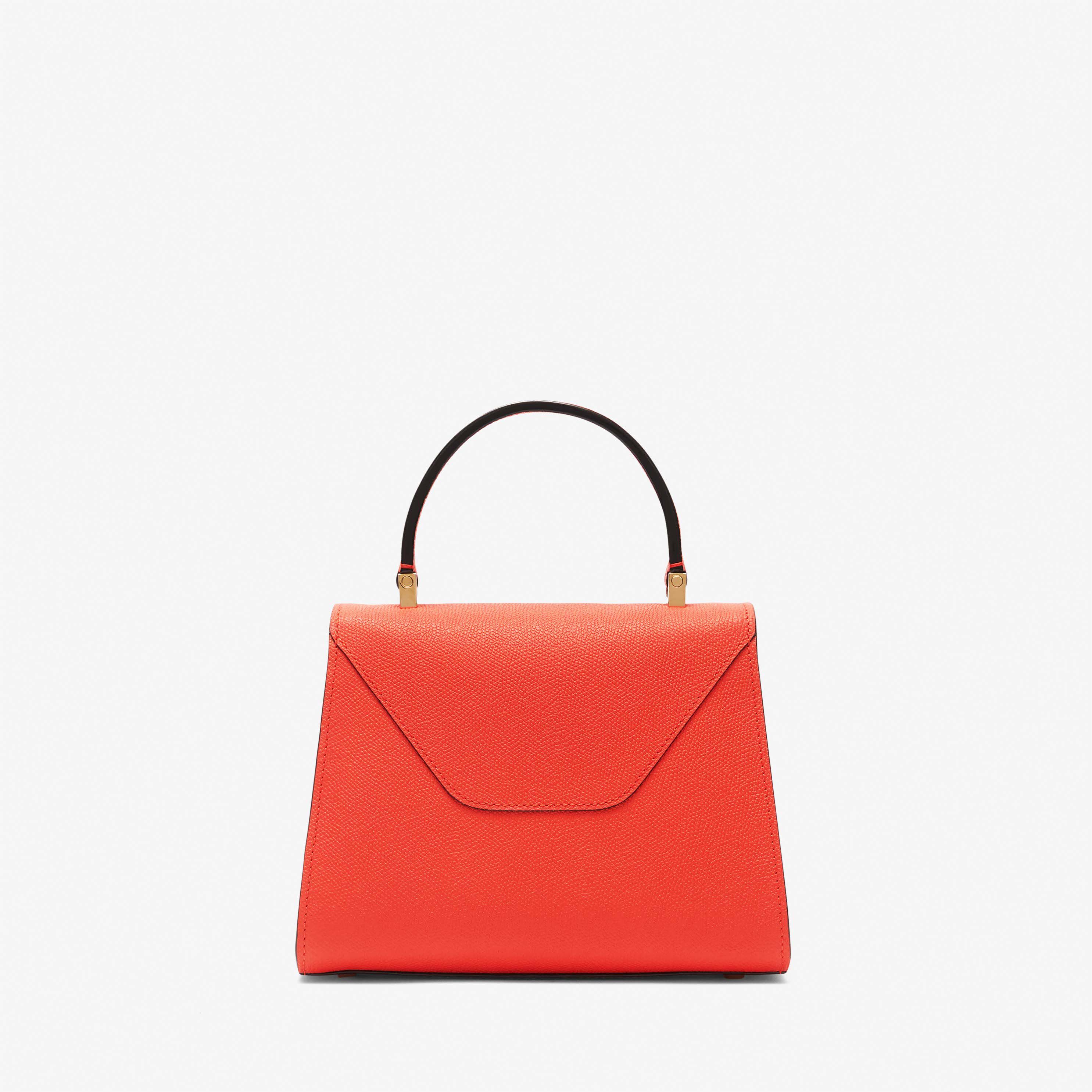 Poppy Red Leather compact top handle bag | Valextra Iside