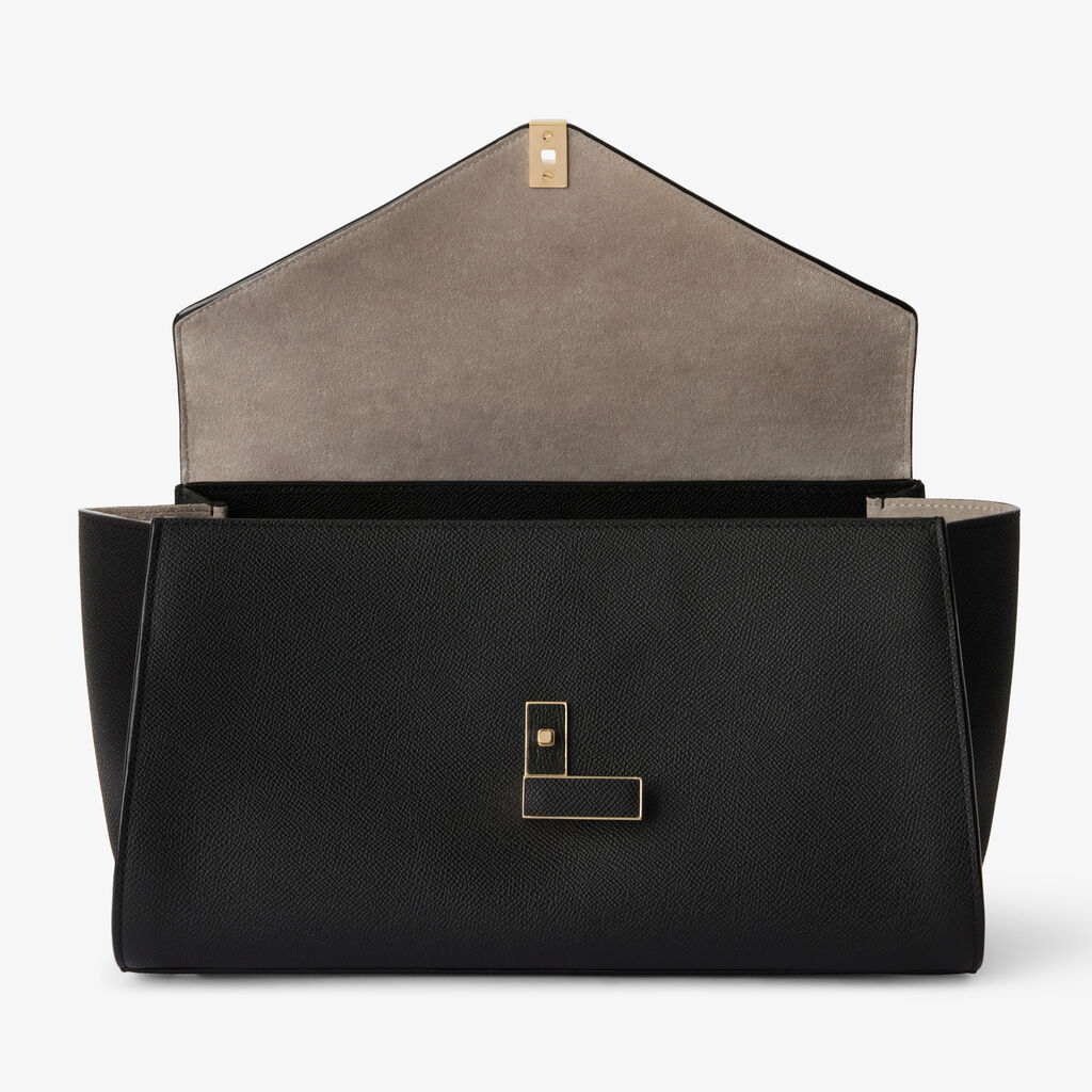 Iside Editor Top Handle Medium Bag - Black - Millepunte Soft calf leather - Valextra - 7
