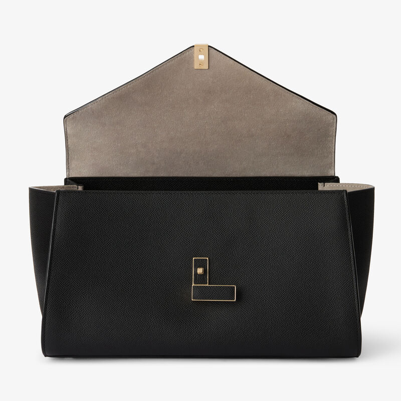 Iside Editor Top Handle Medium Bag - Black - Millepunte Soft calf leather - Valextra - 7