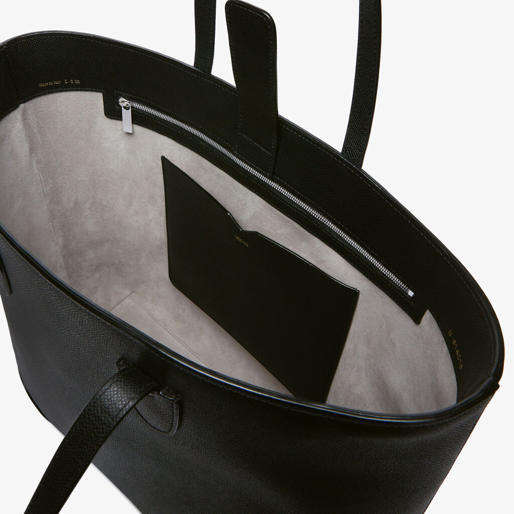 Babila Tote Medium Bag - Black - Vitello Millepunte Soft - Valextra - 3