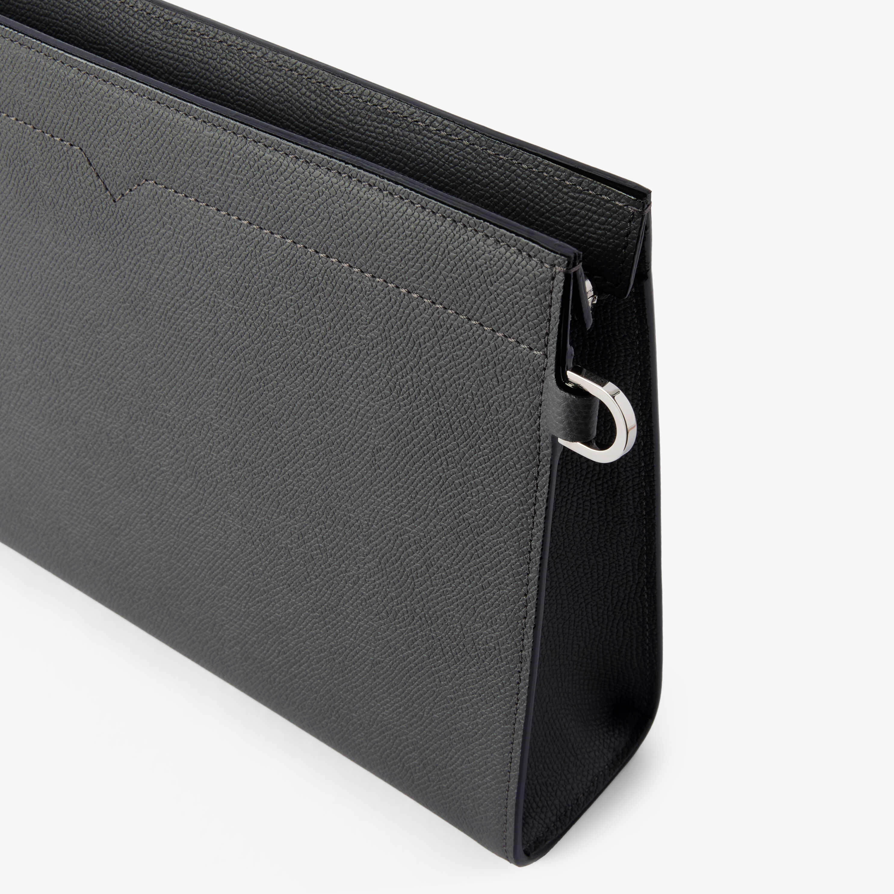 Men's Gray Luxury Grained Leather Document Holder | Valextra V-Line
