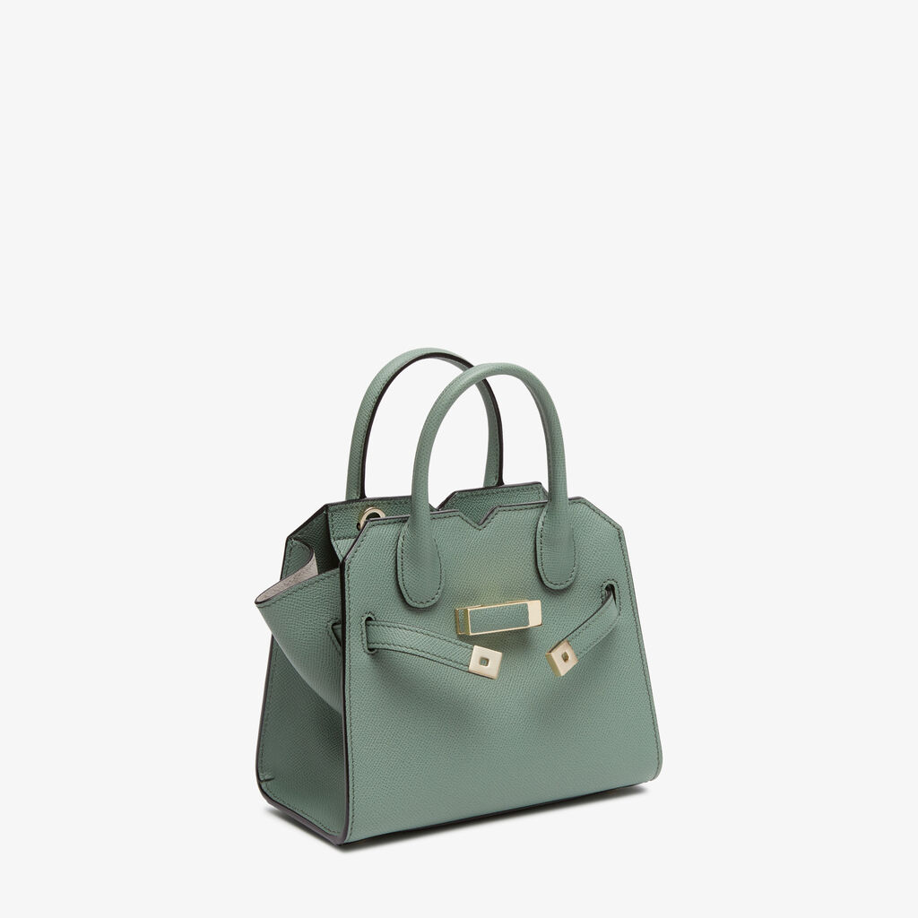 Milano Crossbody Micro Bag - Eucalyptus Green - Vitello Millepunte Soft - Valextra - 5