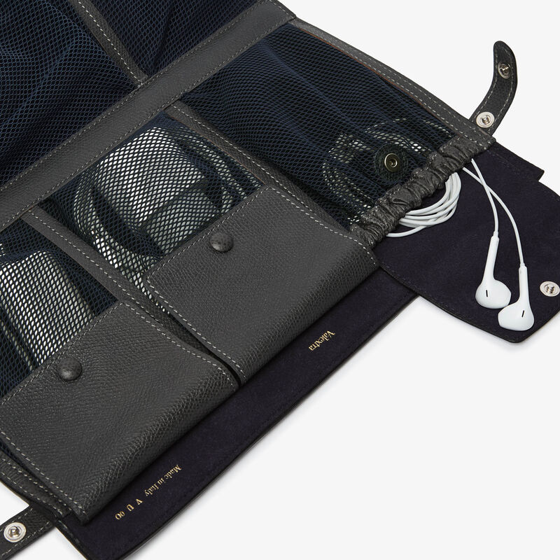 Folding Cable Organizer - Smokey Grey - Millepunte calf leather - Valextra - 2