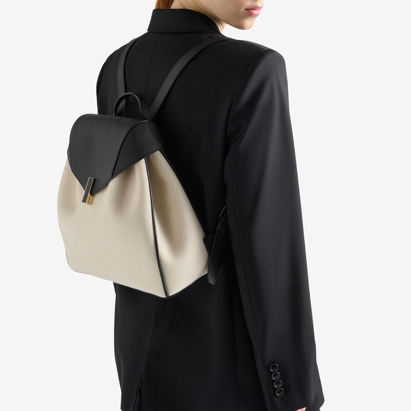 Iside Textured Canvas Backpack Medium -  - Canvas Eutolbat/Vitello Millepunte Soft - Valextra - 2