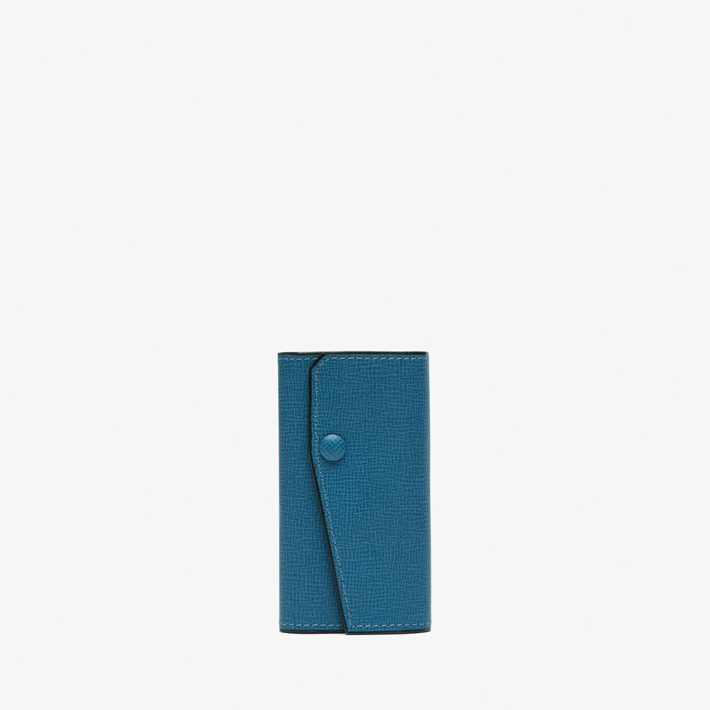 Key Holder 6 Hooks With Button - Cobalt Blue - Cuoio VL - Valextra - 1