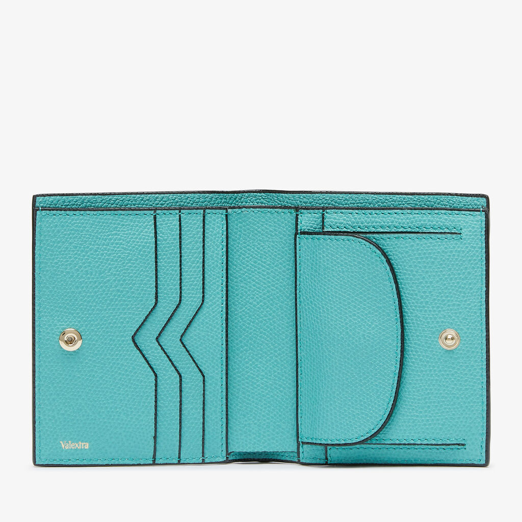 Compact Wallet 3 CC with Coin Purse - Ocean Blue - Vitello VS - Valextra - 4
