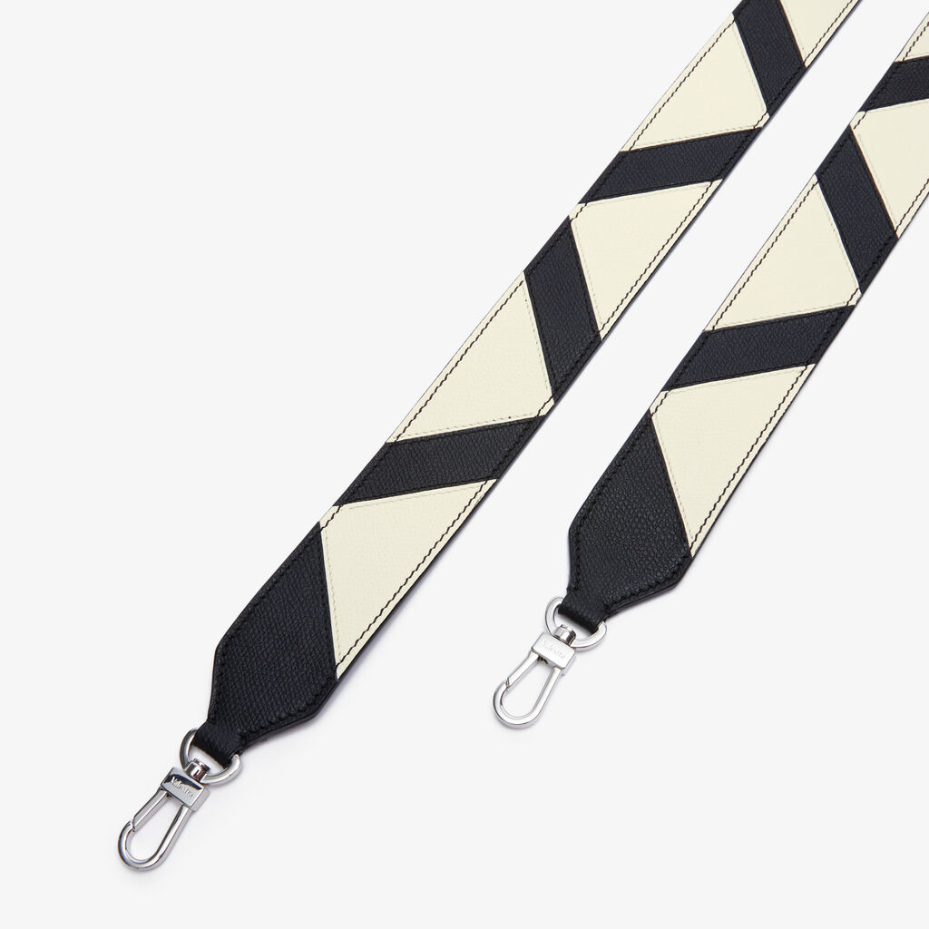 Shoulder Strap Intarsia - Pergamena White/Black - VS Vitello Zig Zag - Valextra - 2