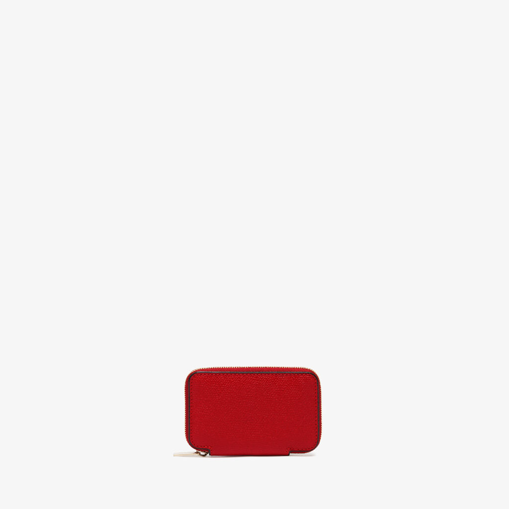 Coin holder zipped wallet 2cc - Red - Vitello VS - Valextra - 3