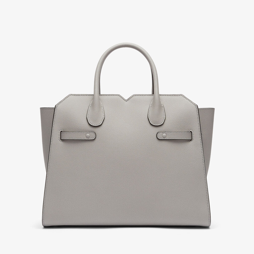 Milano Two Handles Medium Bag - Ash Grey - Vitello Millepunte Soft - Valextra - 6