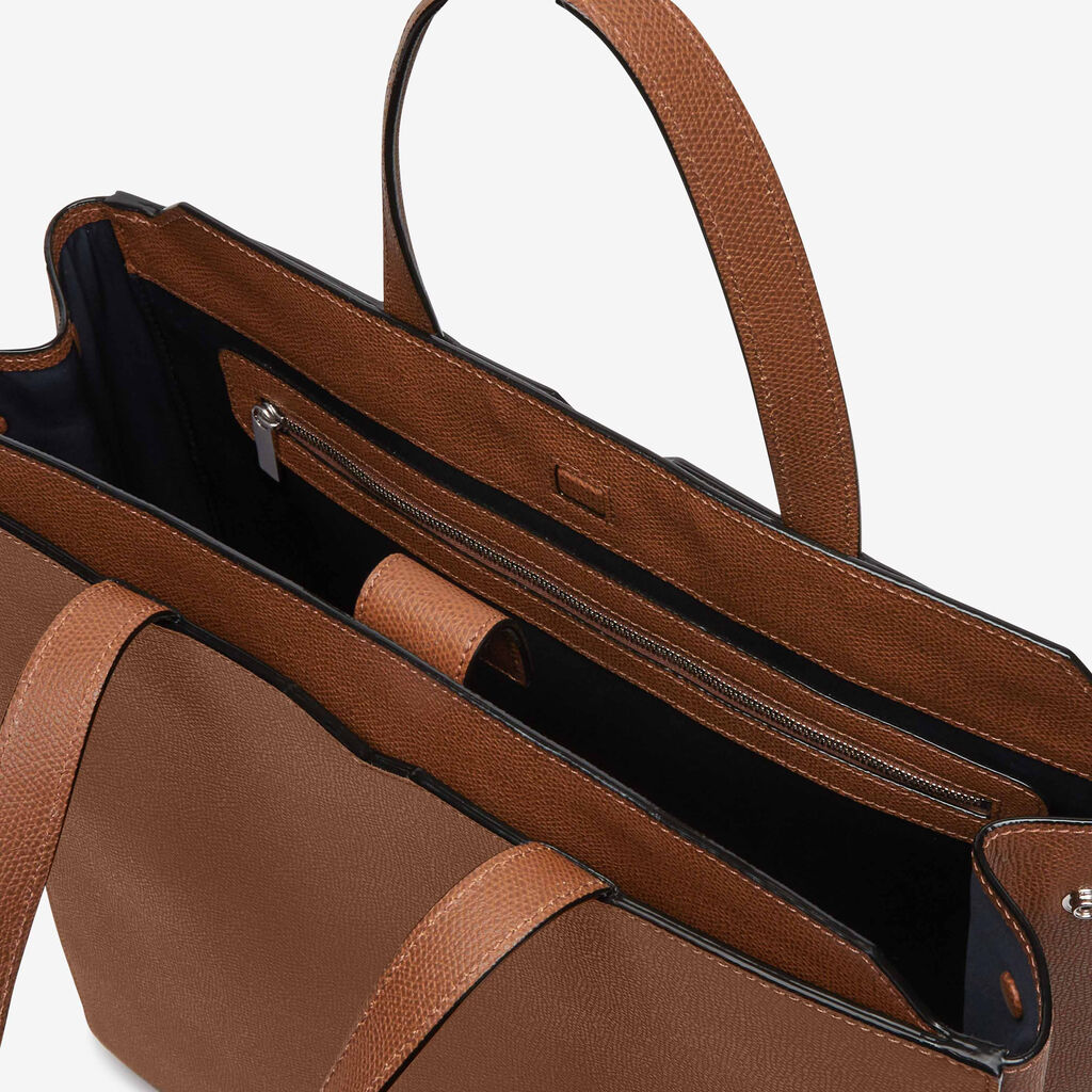 V-line Vertical Shopping bag - Chocoloate Brown - Vitello VS - Valextra - 4