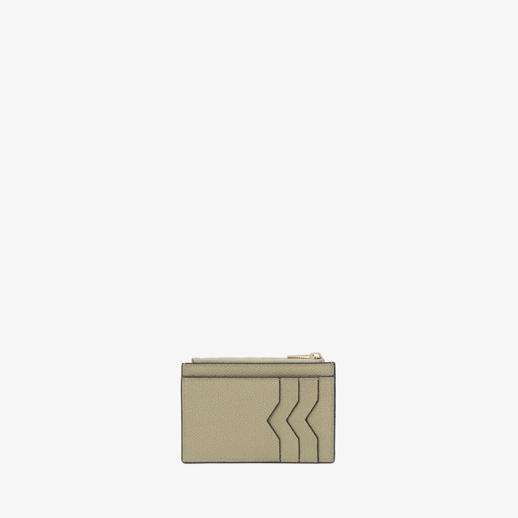 Valextra Porta carte di Lusso con zip in Pelle Verde tundra | Valextra