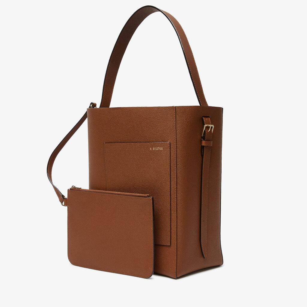 Soft Bucket Medium Bag - Chocolate Brown - Vitello VS - Valextra - 3