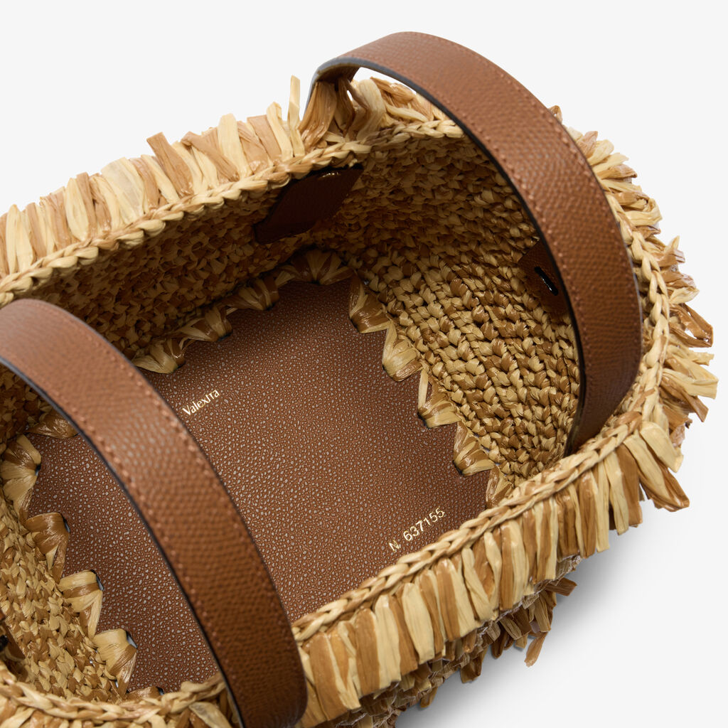 Soft Wavy Raffia Bucket Bag -  - Tessuto Punto Pelliccia/Vitello VS - Valextra - 4