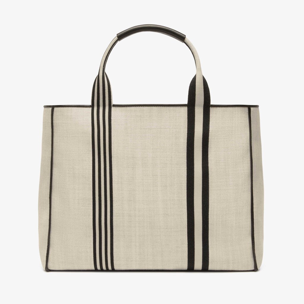 Linear Fabric Large Tote Bag - Sand Brown/Black - Tessuto Linear/VS - Valextra - 6