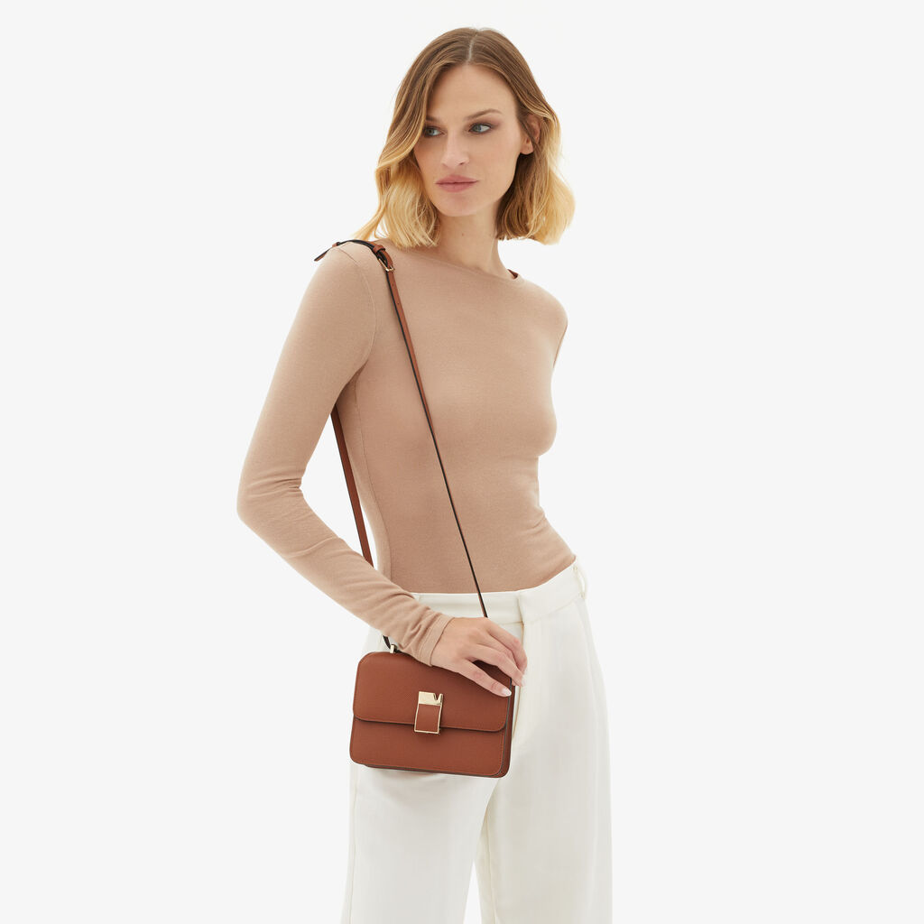 Nolo Crossbody Mini Bag - Gold Brown - Vitello VS - Valextra - 2