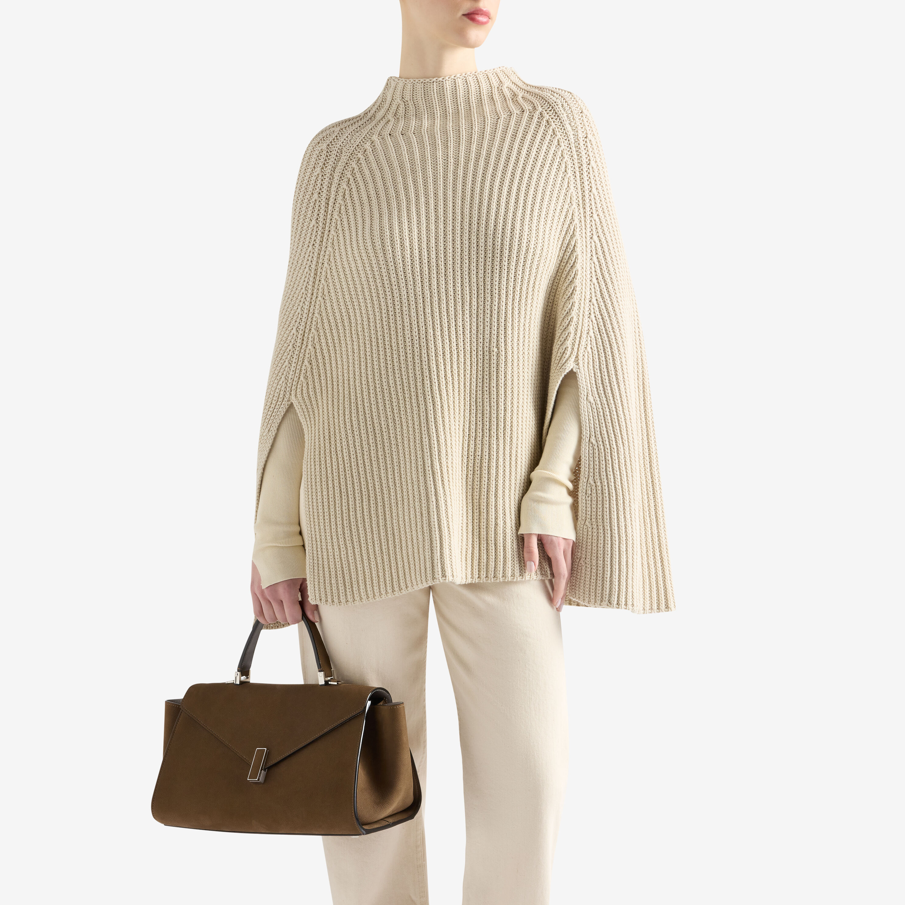 バッグ 126710 Women's Khaki Brown Luxury Leather Top Handle Bag | Valextra Iside