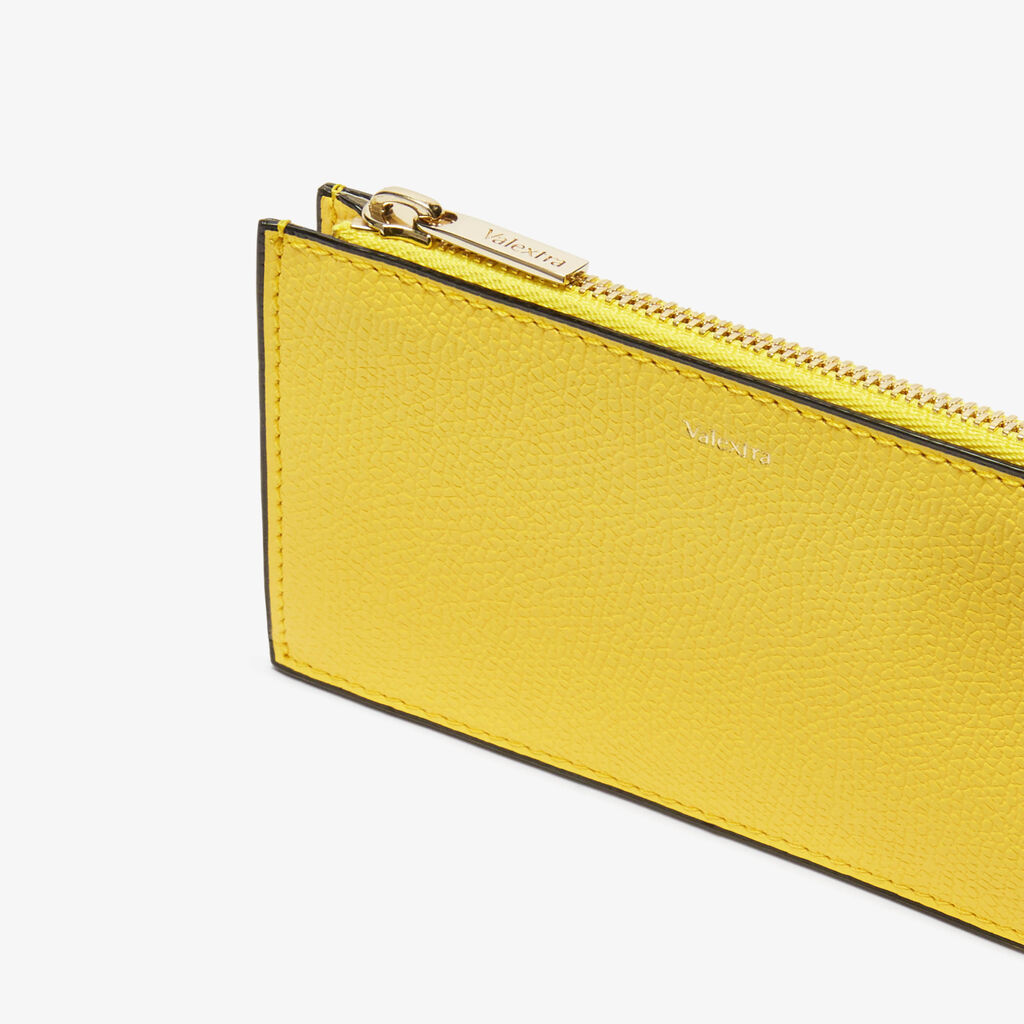 Card Holder 3CC with Zip - Yellow - Vitello VS - Valextra - 2