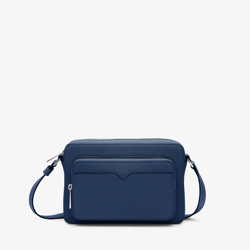 V-line Reporter Bag - Sapphire Blue - Millepunte calf leather - Valextra - 1