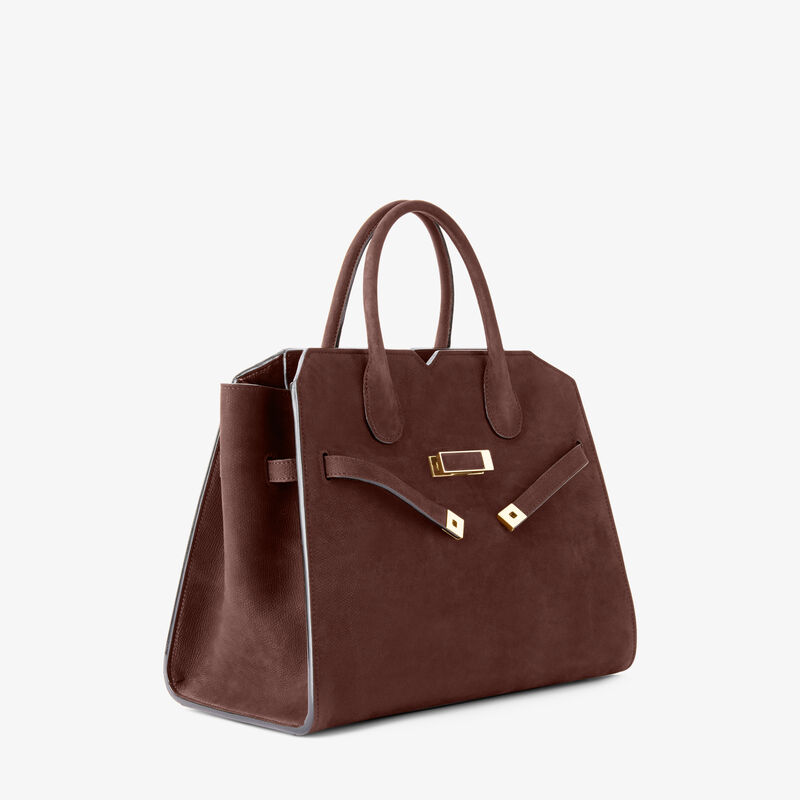 Milano Senso Two Handles Medium Bag - Chocolate Brown - Millepunte Nubuk Senso Leather - Valextra - 6
